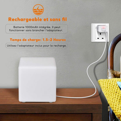 CUBE LUMINEUX LED RGB 20cm A BATTERIE   1er PRIC